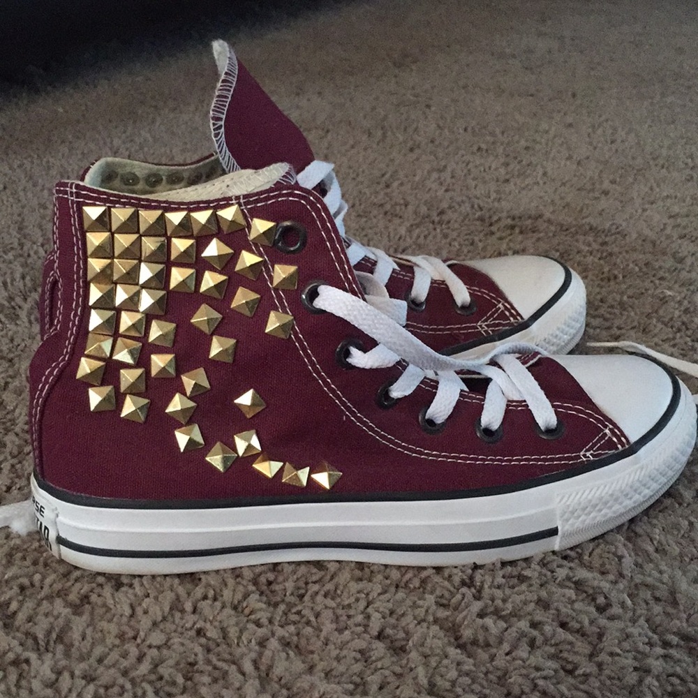 Burgundy Studded customized Converse