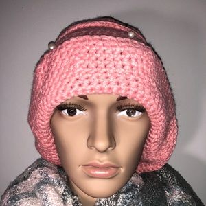 Wonderful pink hat with beads