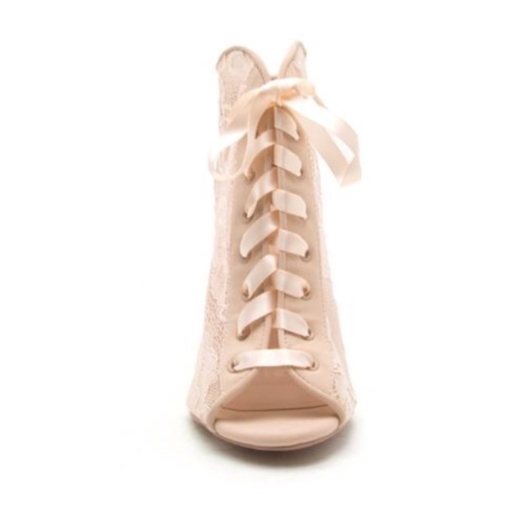 🆕LAST ONE Nude Lace Corset Peep Toe Heels - Picture 7 of 7
