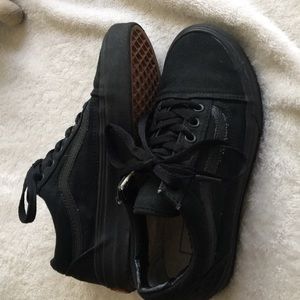 Black on black canvas old school vans