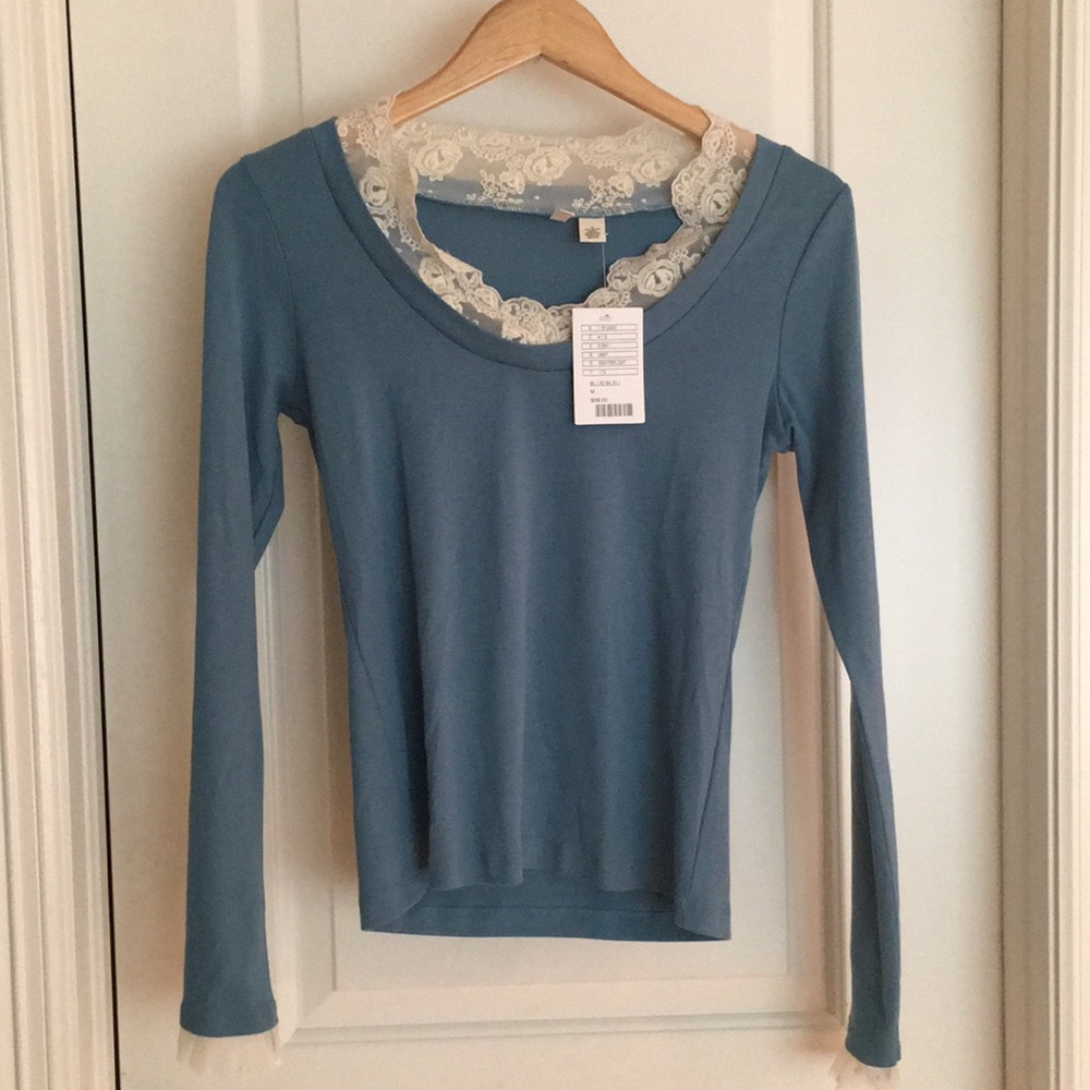 NWT Anthropologie blue long sleeve shirt