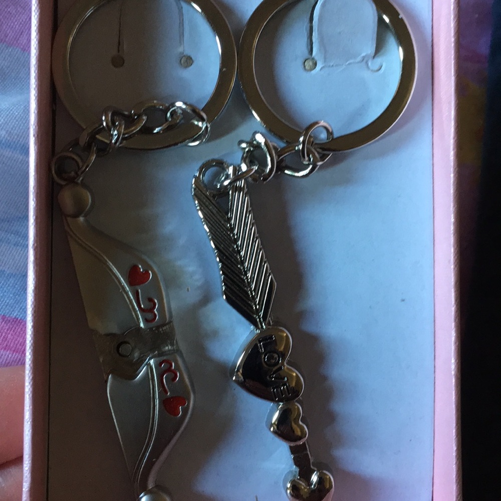 His/Her Valentine’s ♥️ keychain silver w/ red&blk