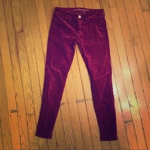 Burgundy Velvet Jeggings