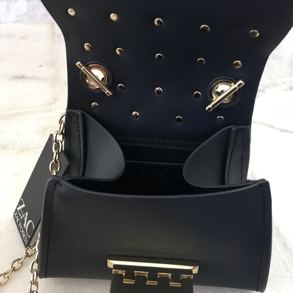 Zac Posen Eartha Iconic Micro Chain Crossbody-Navy - Picture 3 of 7