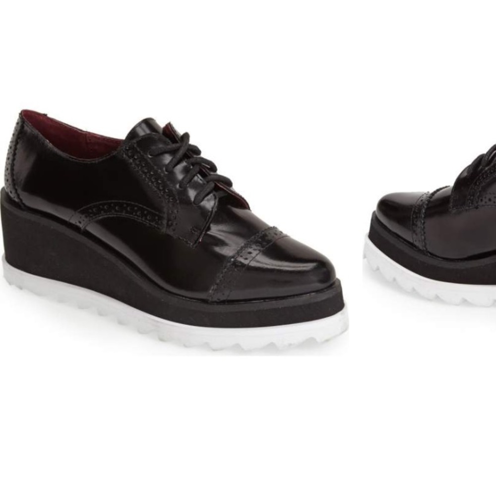 Steve Madden Black Oxford Platform Wedge Shoes