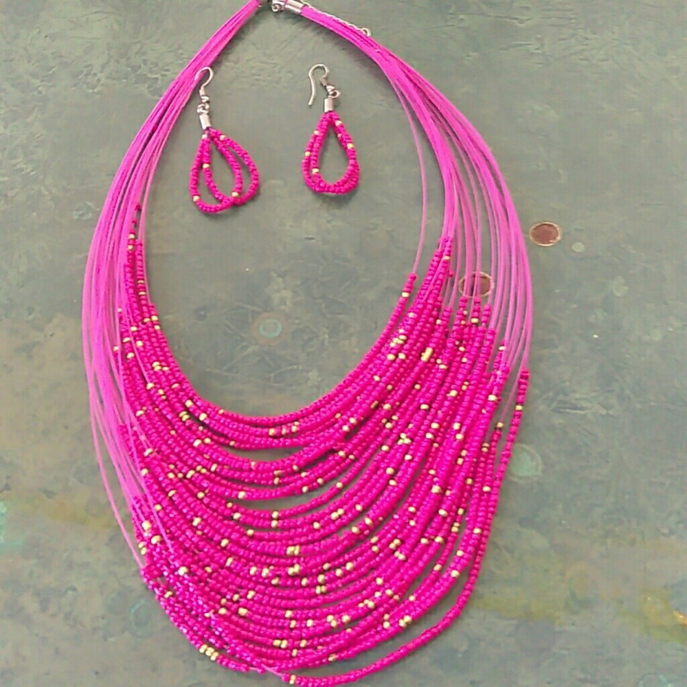 Bead necklace with earring set.