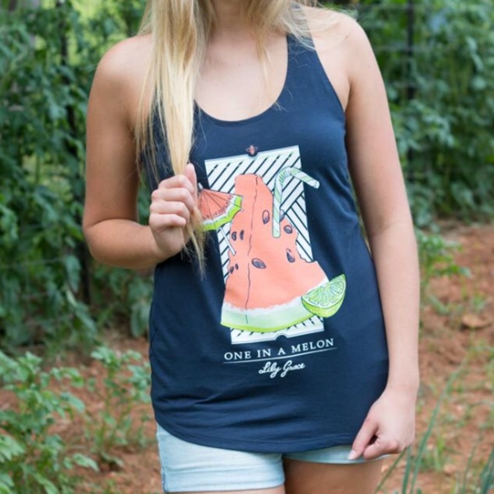 Lily Grace One in a Melon Tank Navy