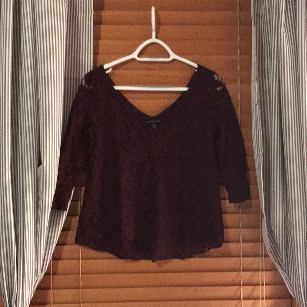 Purple lace v neck shirt