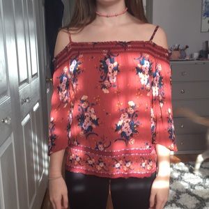 Off the shoulder floral patterned top