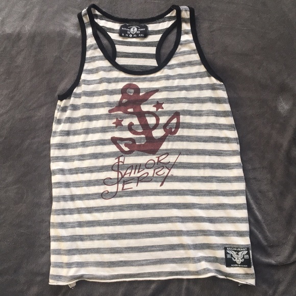 Sailor Jerry Women's Striped Anchor Racerback Tank - Picture 1 of 4