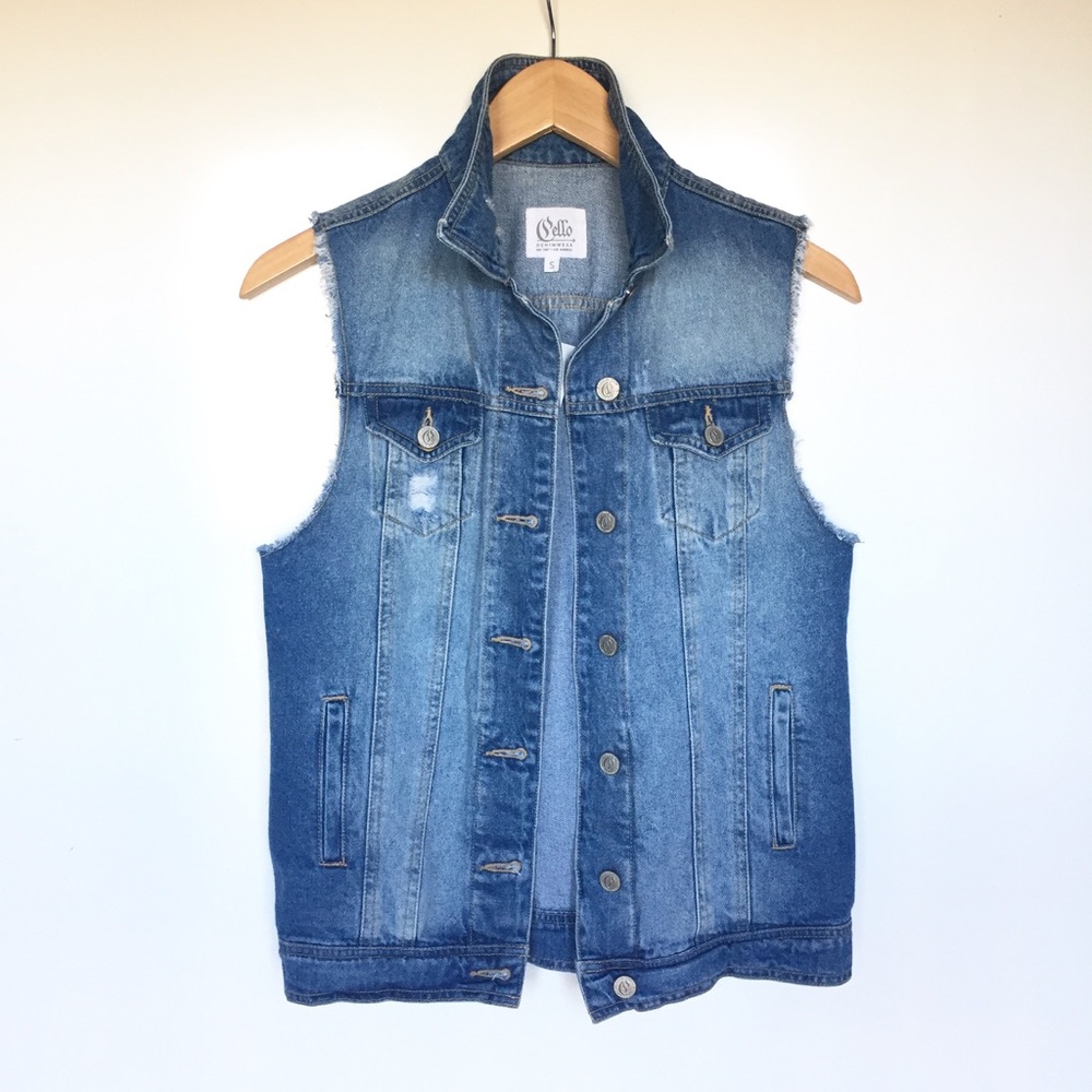 Distressed Denim Vest