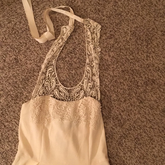 Yellow Lace Halter Mini Dress - Picture 5 of 5