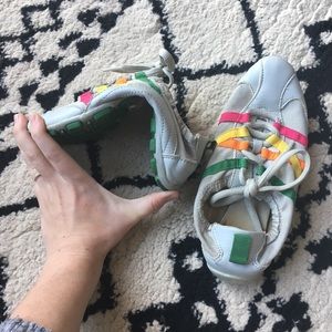 Grey + colorful sneaker-like walking shoes, sz 6