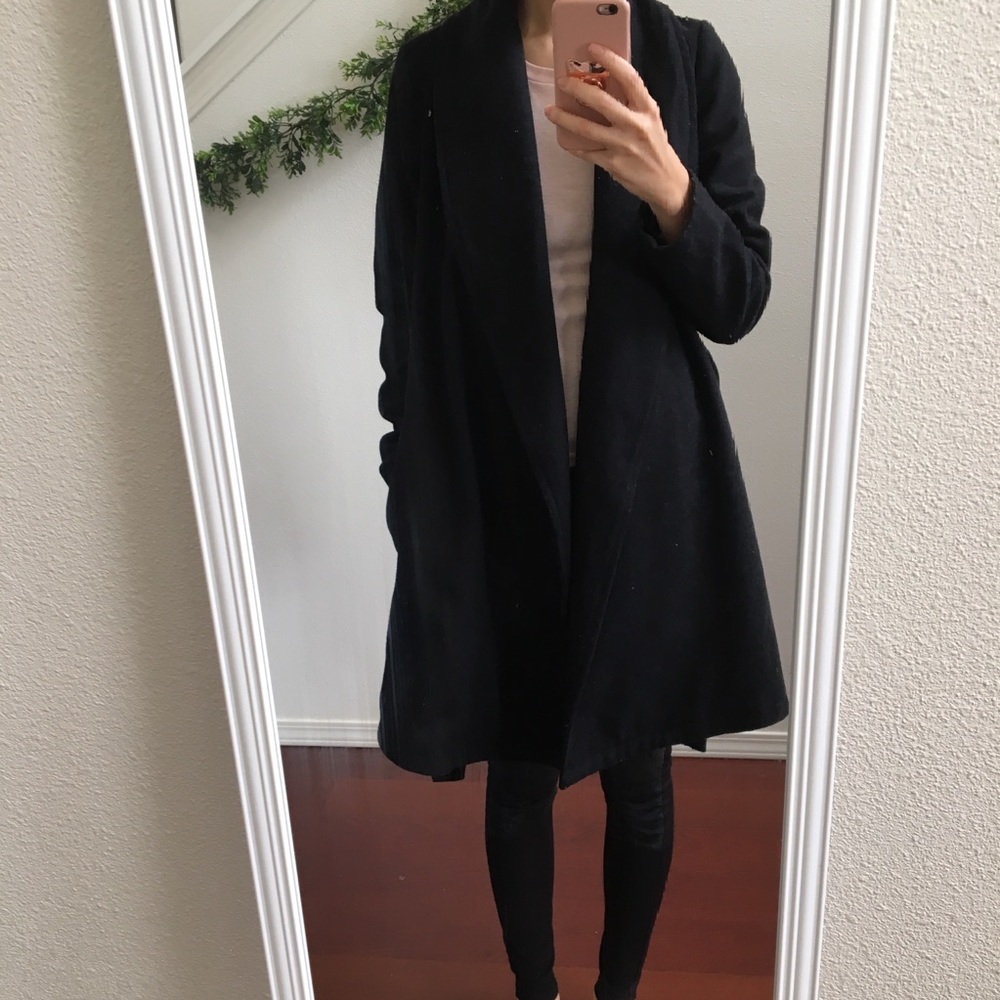 H&M  Black Coat with waistband