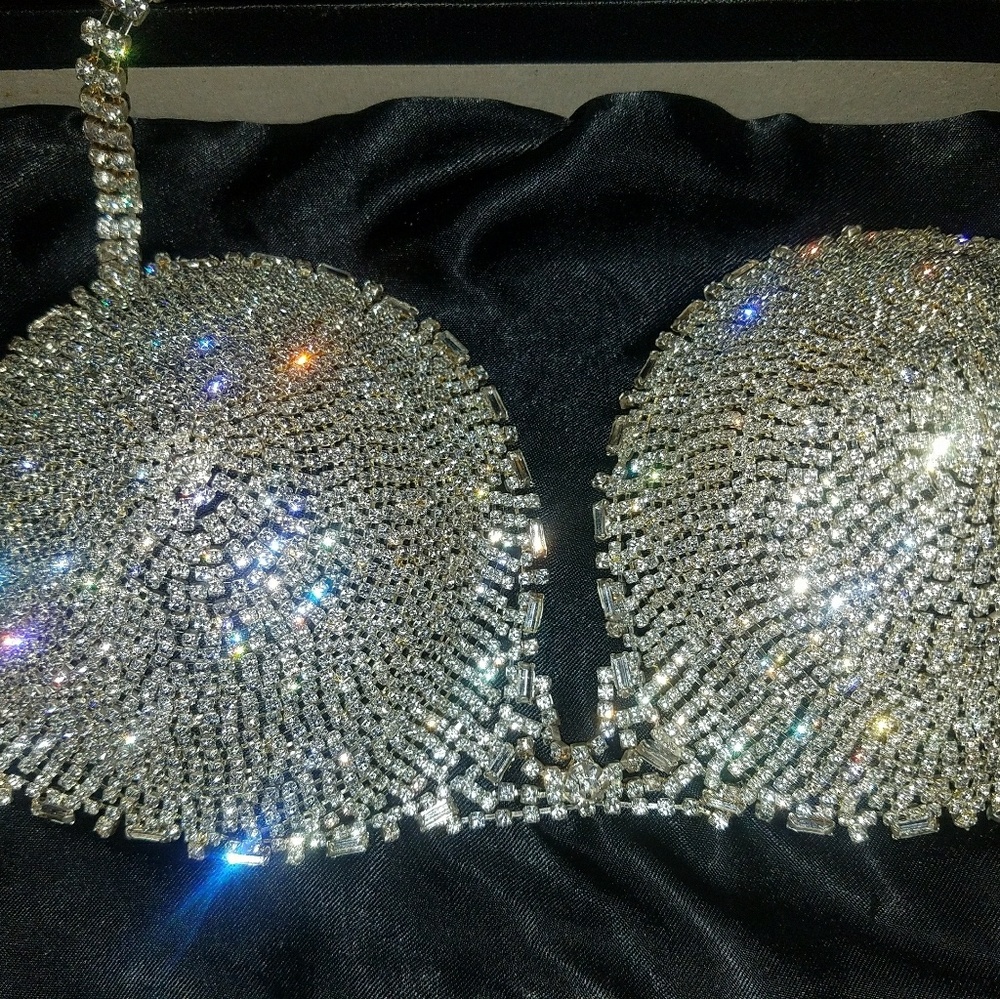 New Rhinestone Full Coverage Bra Top