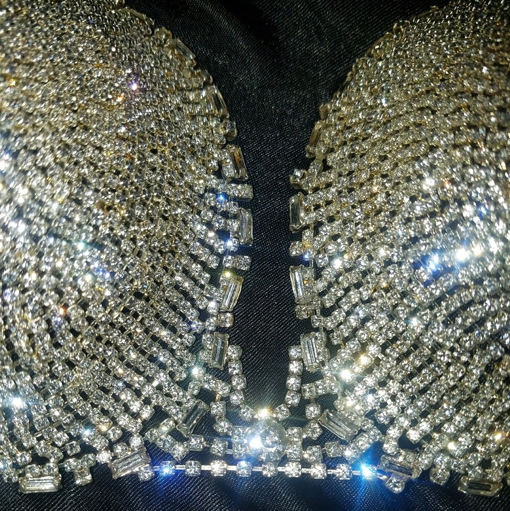New Rhinestone Full Coverage Bra Top - Picture 2 of 4