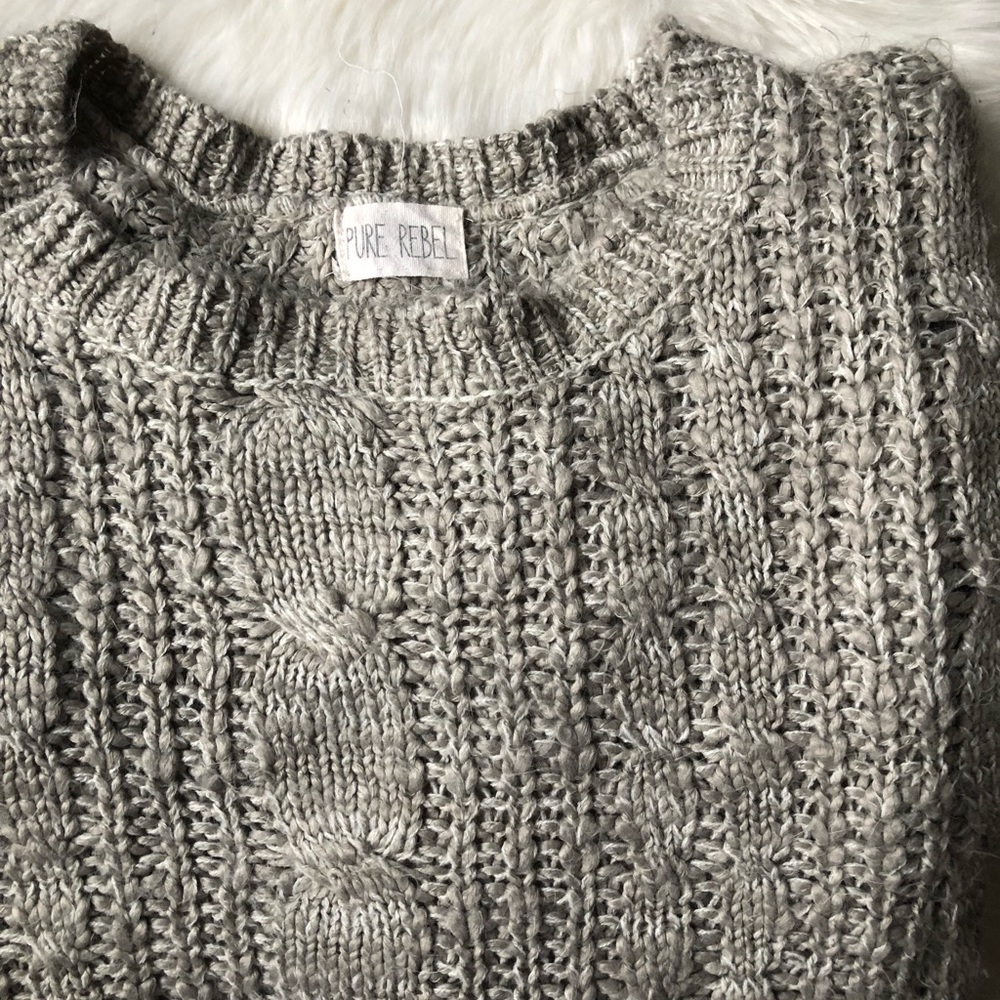 Pure rebel gray fuzzy sweater