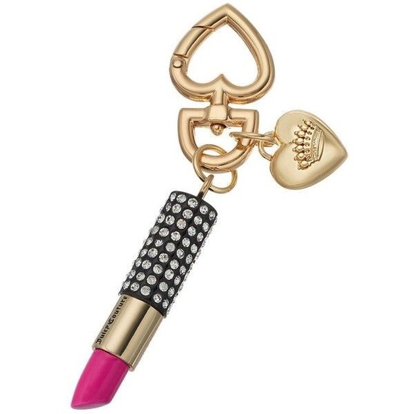 Juicy Couture Crystal Pink Lipstick Key Chain NWT - Picture 2 of 4