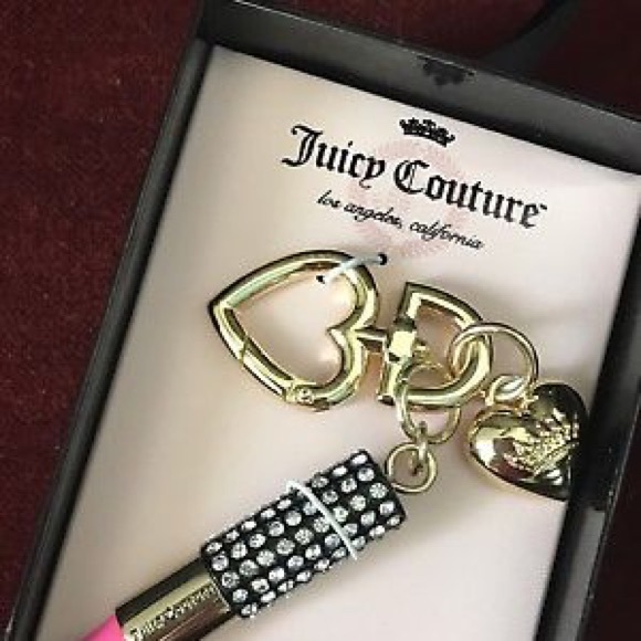Juicy Couture Crystal Pink Lipstick Key Chain NWT - Picture 3 of 4