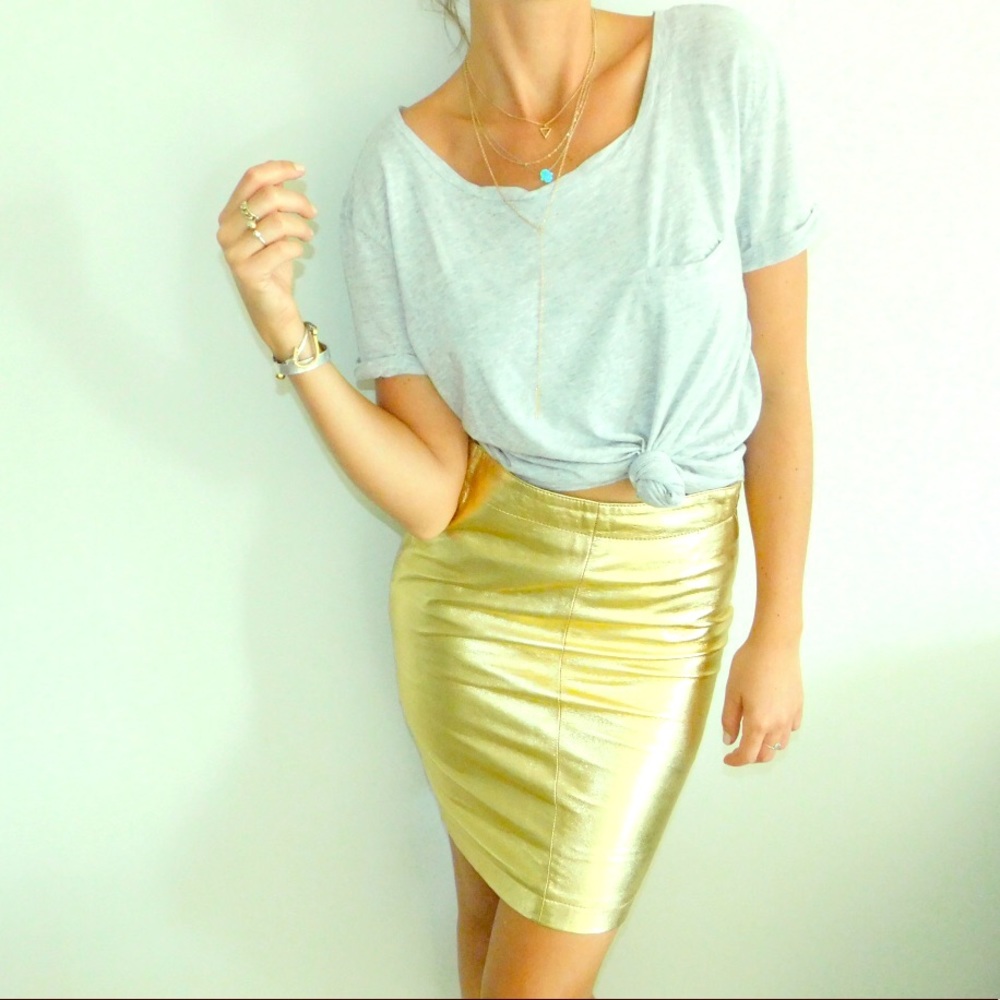 Gold leather skirt
