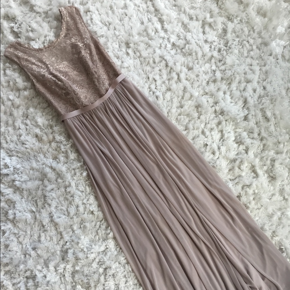 David’s Bridal Champagne Lace Gown