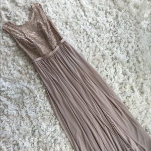 David’s Bridal Champagne Lace Gown