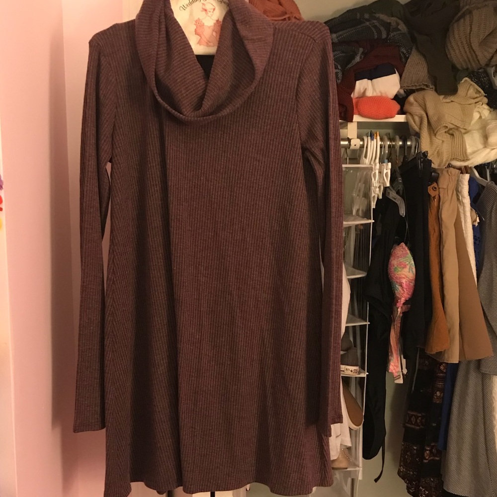Maroon/ purple cowl neck sweater dress