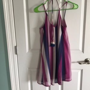 Living doll magenta, navy, and cream dress