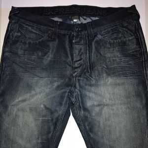 Express men’s jeans. Button down. No zipper.