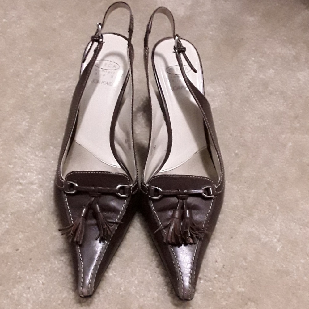 Circa Brown Leather Slingbacks