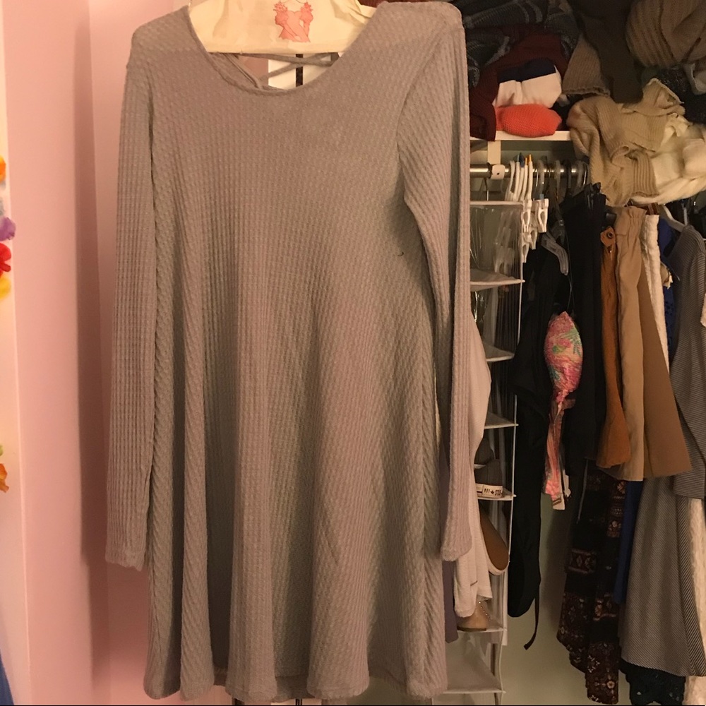 Grey cross back sweater dress