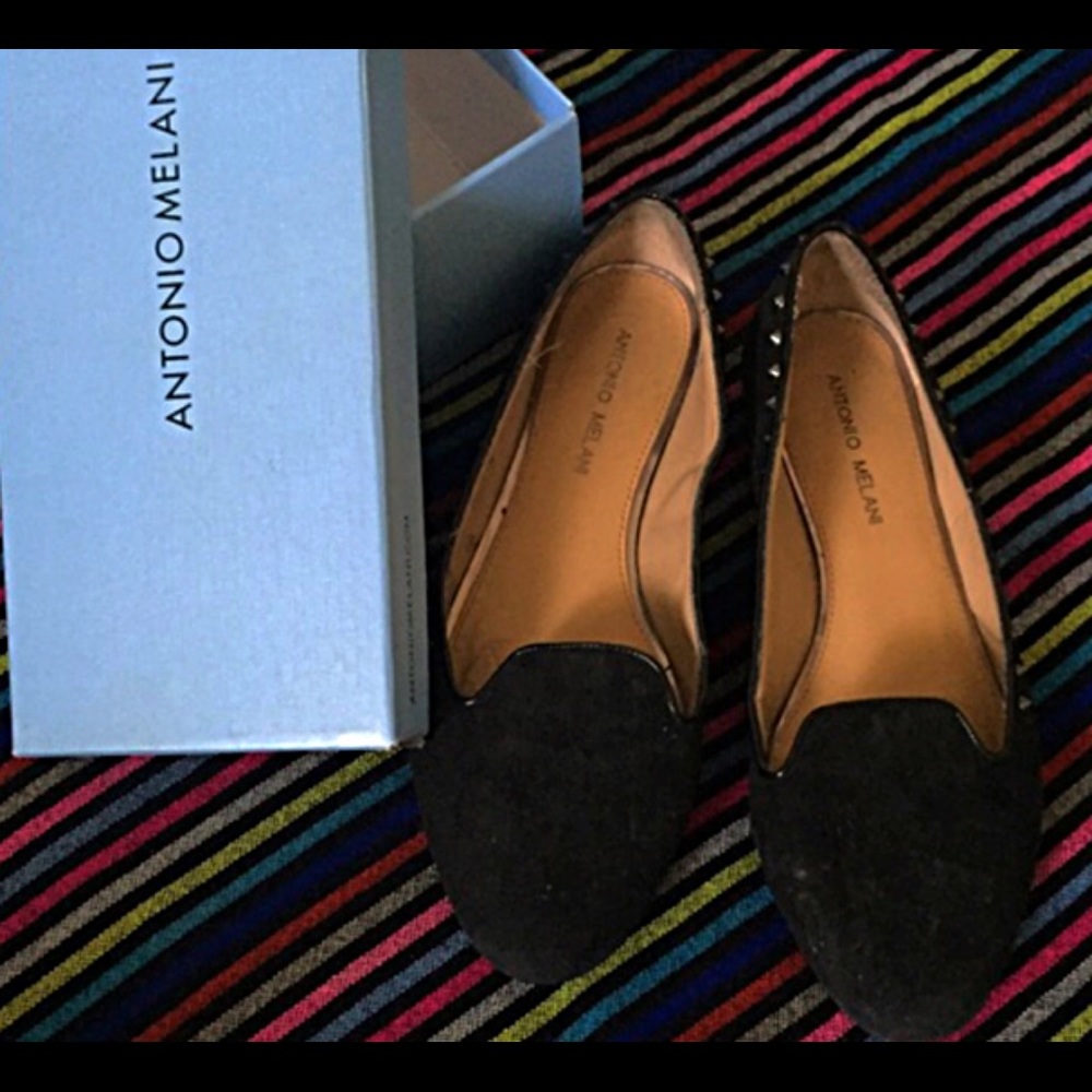 Black Antonio Milani studded flats