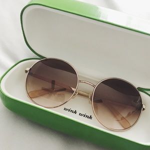 Kate Spade Round Sunglasses in Rose Gold/Beige