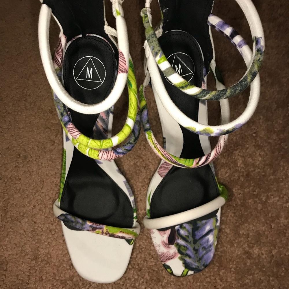 White Floral Heels