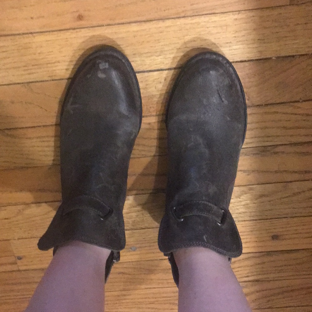 Gray leather  booties woman's size 8.5