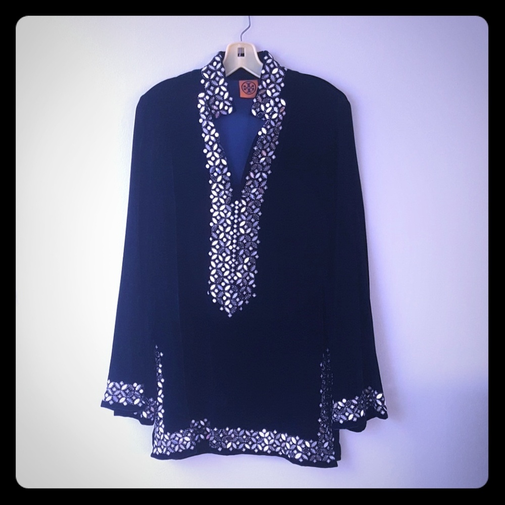 Tory Burch Navy velvet tunic