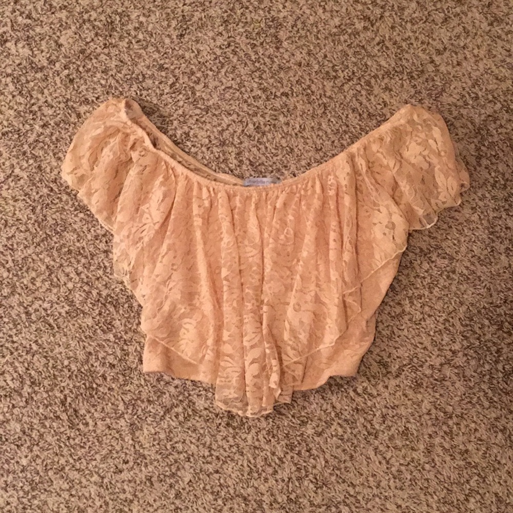 Charlotte Russe Ruffled Coral Crop Top