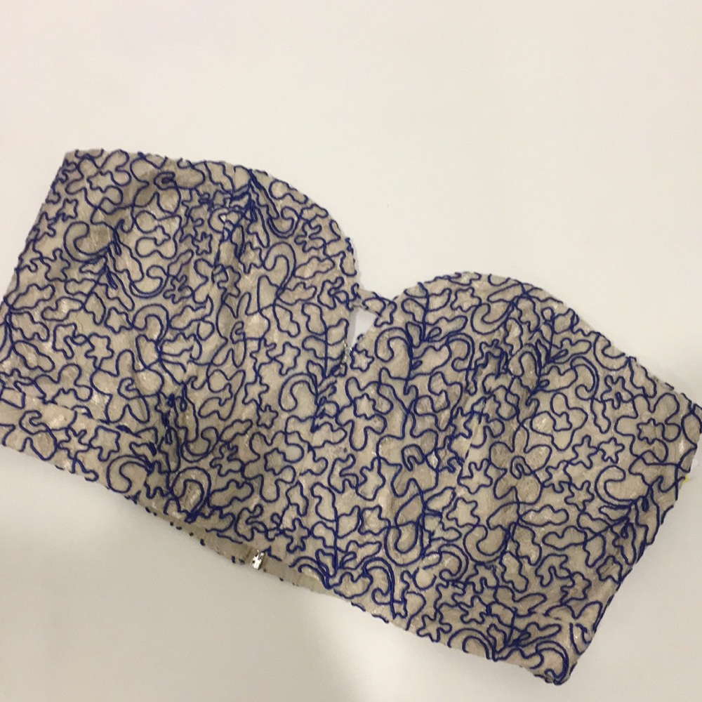 NWOT Topshop dark ivory and blue bustier - Picture 1 of 7