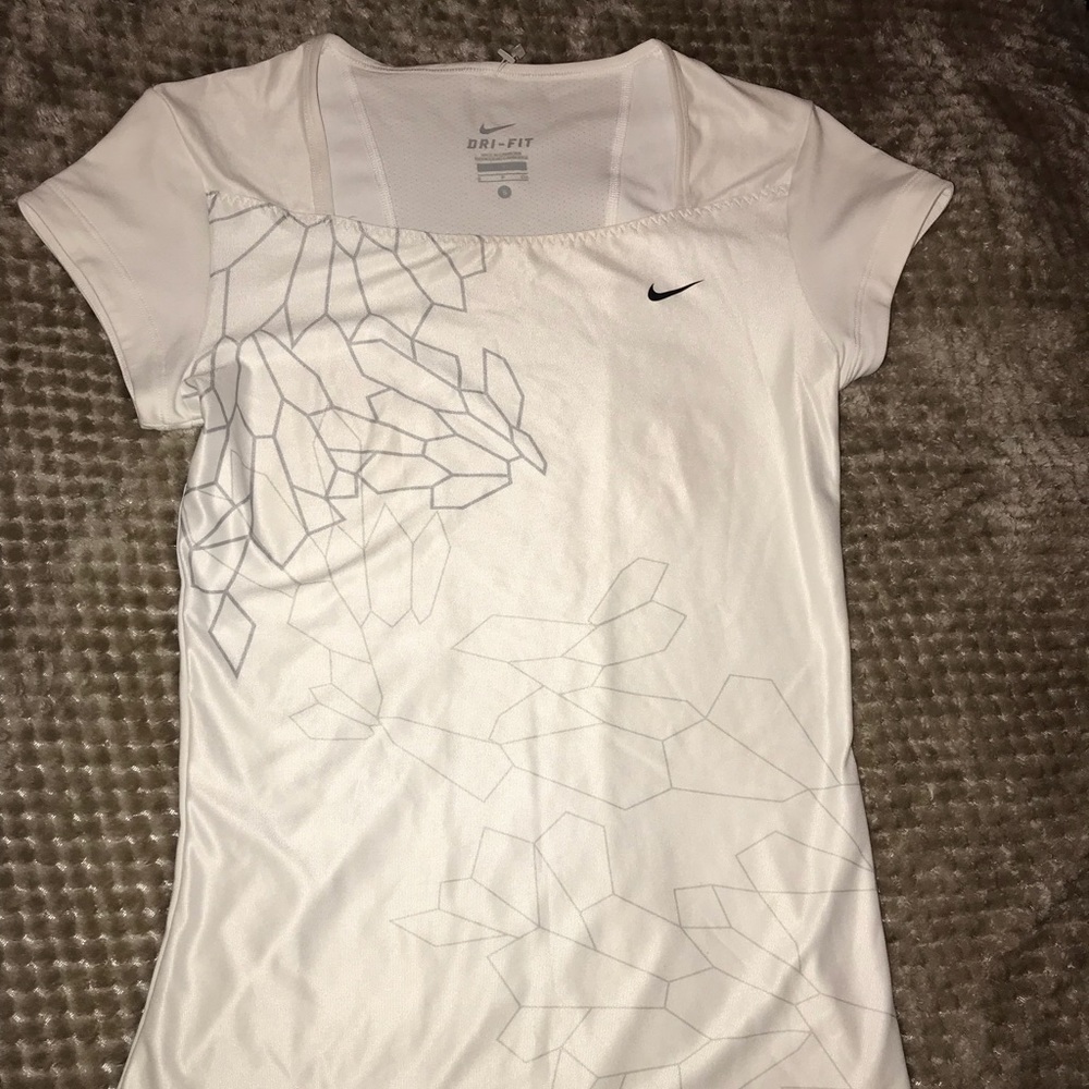 White NIKE workout Dryfit top