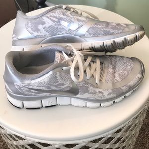 White And Silver Women "Nike Free 5.0"