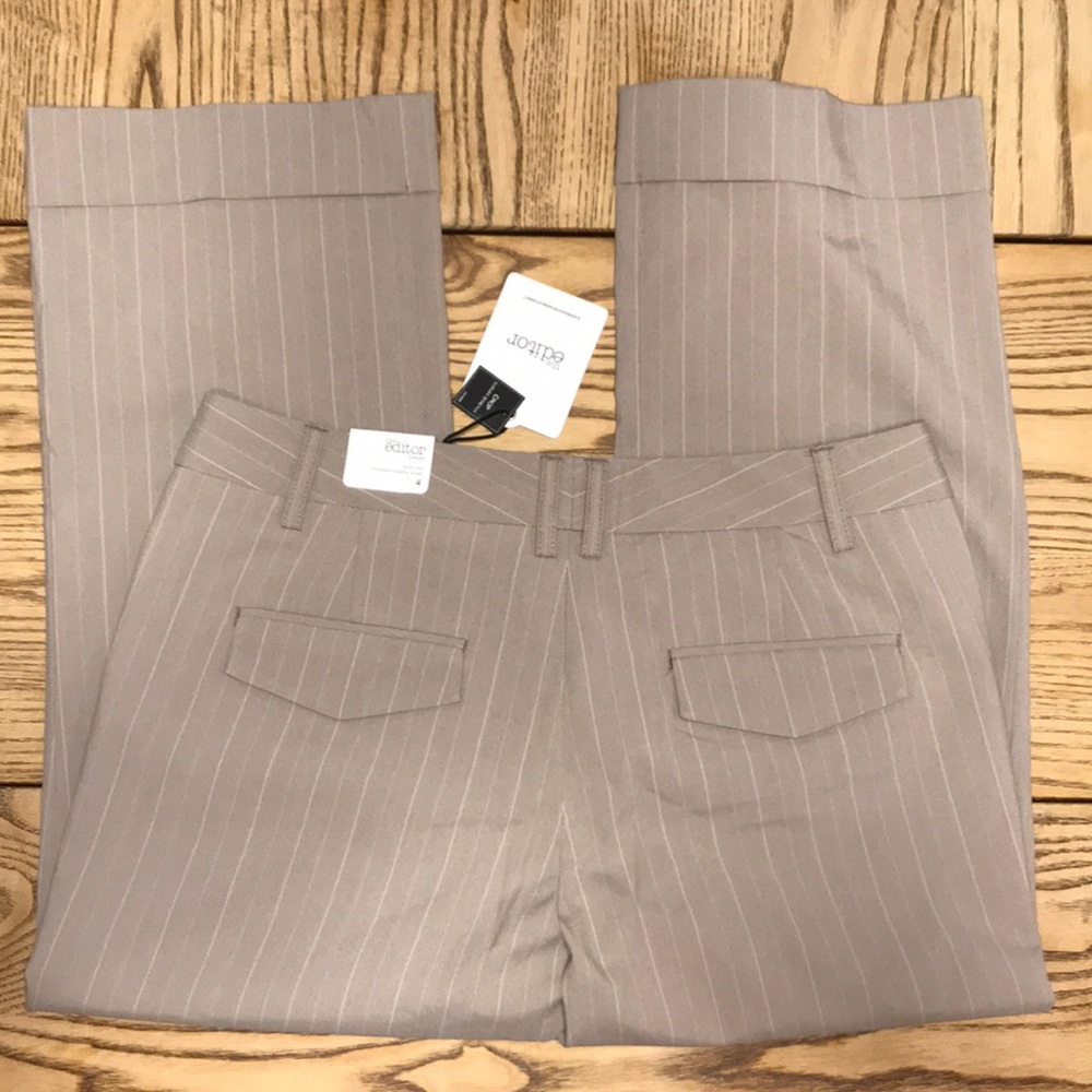 NWT The Editor Crop Trousers Pin Stripe Stretch