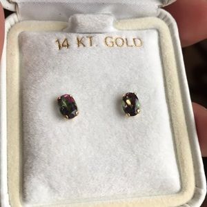 14kt Gold real gemstone earrings