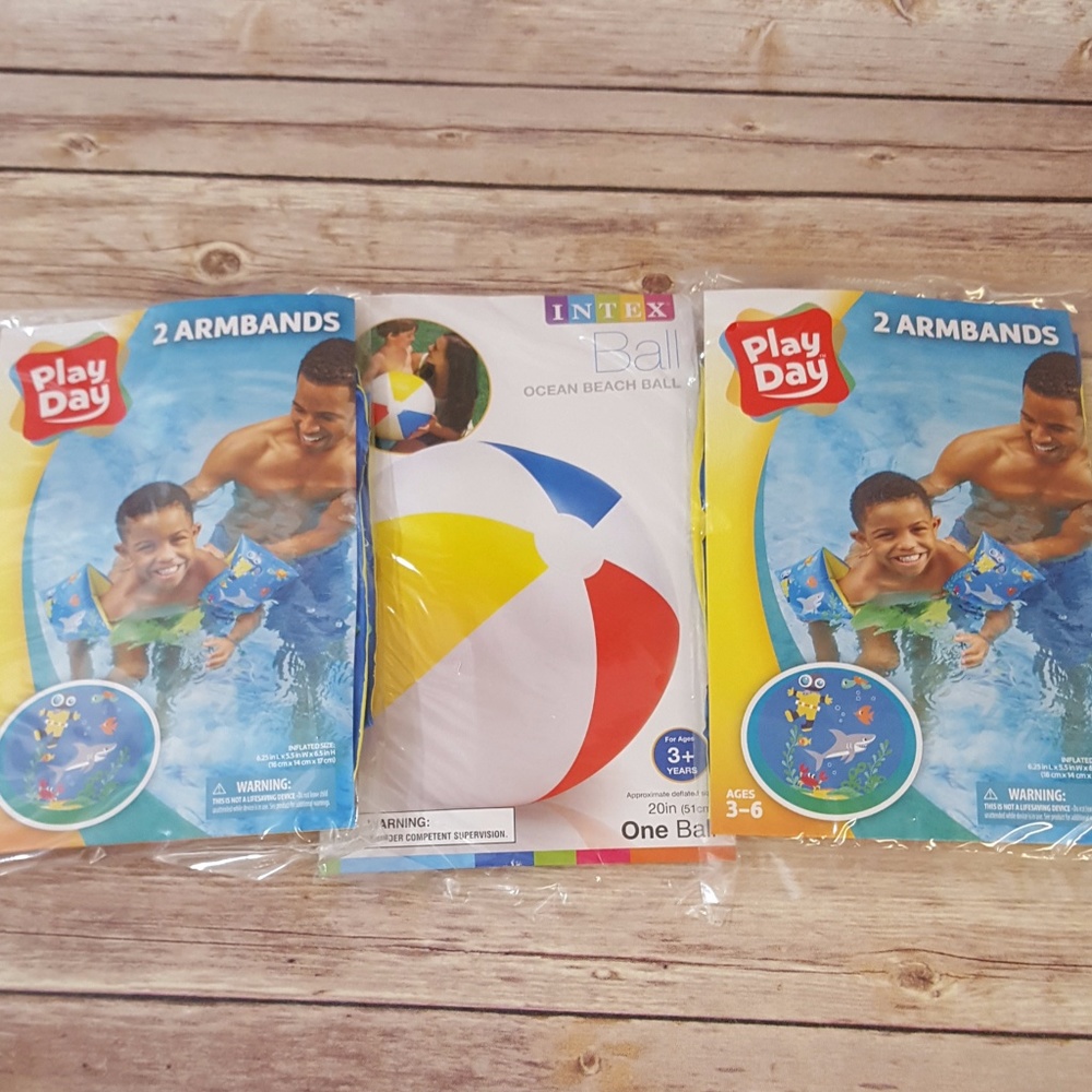 Set of 2 pairs armbands & 1 beachball NEW