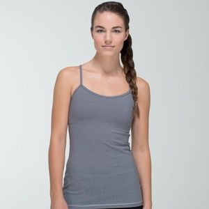 Lululemon Size 4 Power Y Tank Grey Stripes Galore