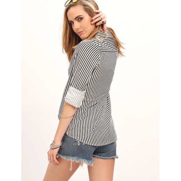 Vertical striped cotton blouse - Picture 4 of 4