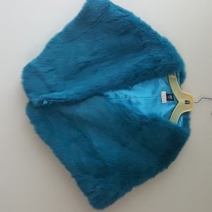 Aqua Rabbit fur wrap/shrug