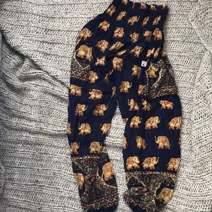 Blue and yellow elephant pants