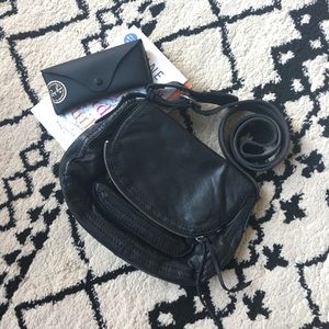 Genuine leather (SUPER soft) black Lucky crossbody