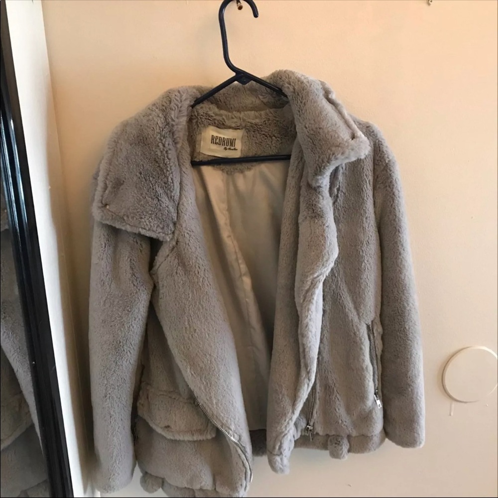 Gray faux-fur Moto jacket💕