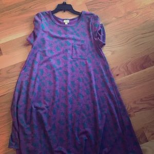 Lularoe Carly gray & pink/purple floral